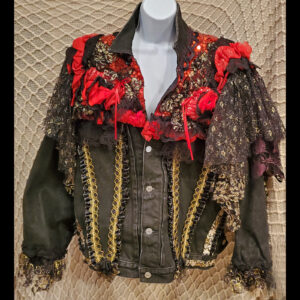 Hand-Decorated Black Denim Stage Jacket by Donna Fargo – Guess USA Classic Style by Georges Marciano
