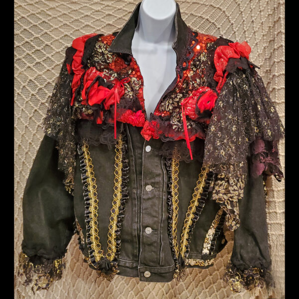 Hand-Decorated Black Denim Stage Jacket by Donna Fargo – Guess USA Classic Style by Georges Marciano
