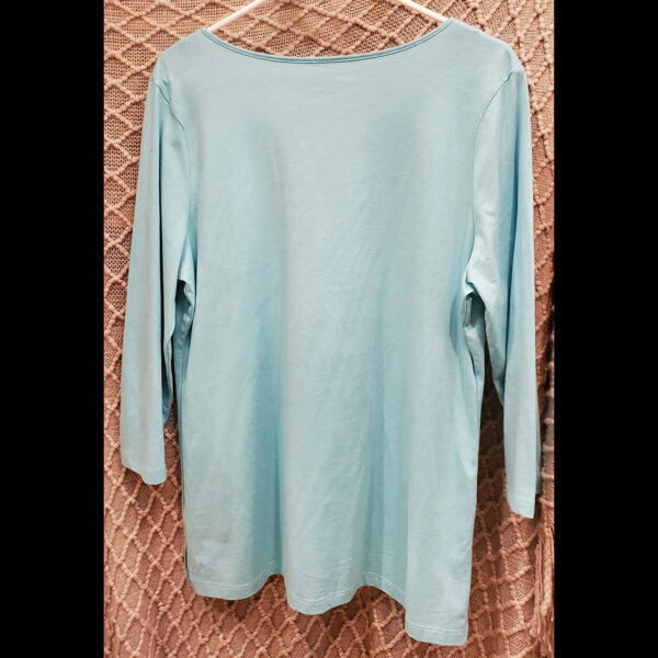 Charter Club Aqua Crocheted Neck Top – Owned by Donna Fargo - Image 2
