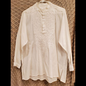White Pullover Shirt with Lace Neckline – Owned by Donna Fargo