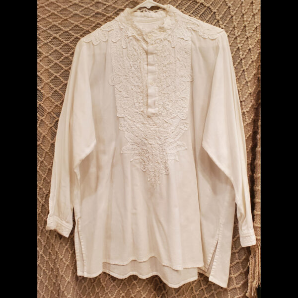 White Pullover Shirt with Lace Neckline – Owned by Donna Fargo