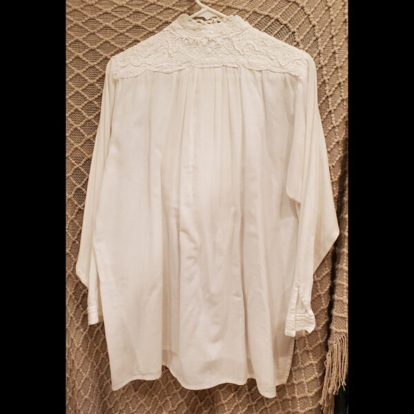 White Pullover Shirt with Lace Neckline – Owned by Donna Fargo - Image 2
