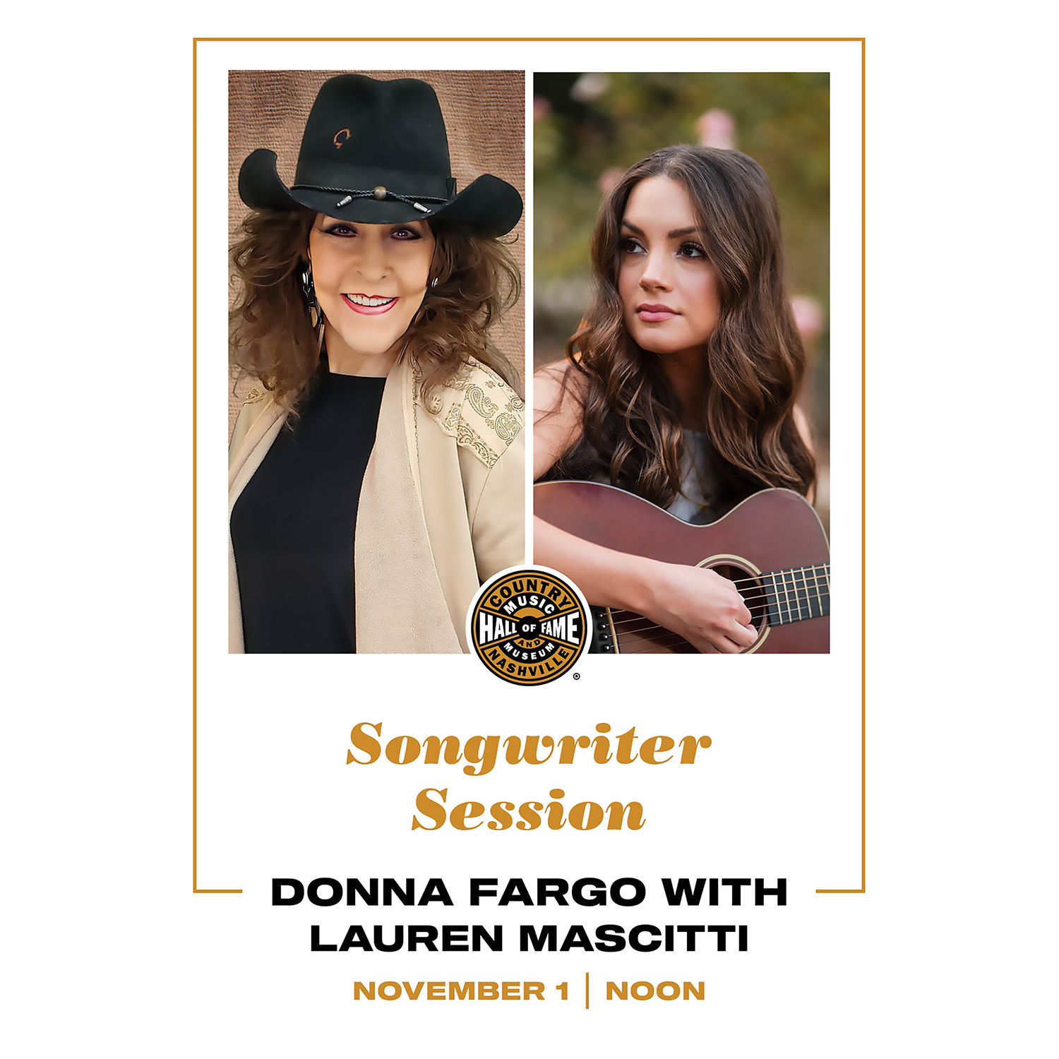 Limited Edition Poster: Donna Fargo & Lauren Mascitti Songwriter Session 8 1/2"x11" PRINT💥NEW💥